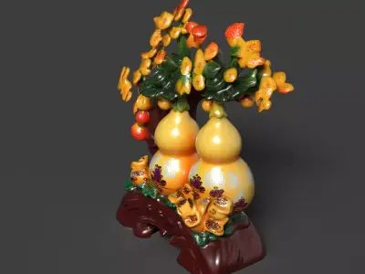 Chinese Gourd Decoration  Low-poly 3D model