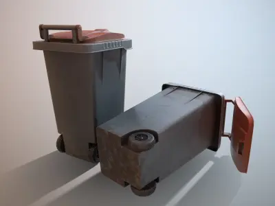 dustbin trash can and recycling bin Low-poly 3D model
