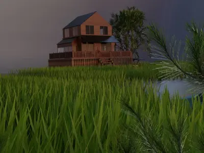 House near the mountains 3D model