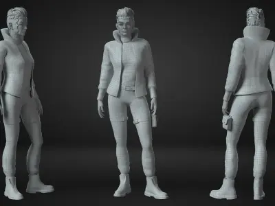 CyberPunk Woman Low-poly 3D model
