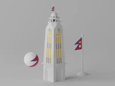 Ghanta Ghar Kathmandu Nepal 3D model