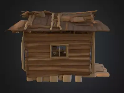 Humble Wooden House Low-poly 3D model