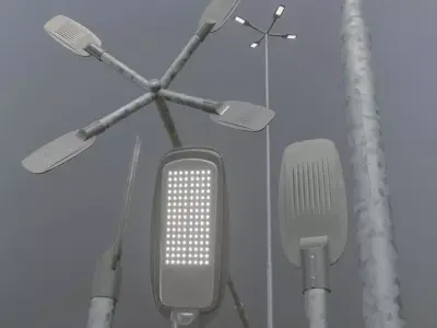 Street Light 2 Galvanized F4 M1 K0 7000 mm Low-poly 3D model