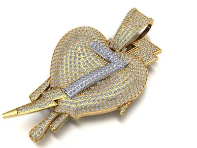 7 heart pendant 3D print model 3D print model