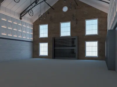 Modern Warehouse interior and exterior 2 3D model