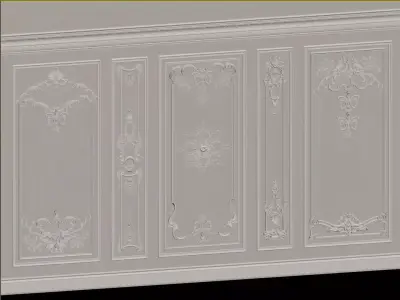 French carved wainscoting 3D model