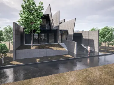 Concrete House Low-poly 3D model