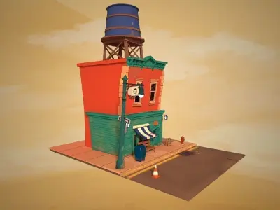 stylized house 3D model