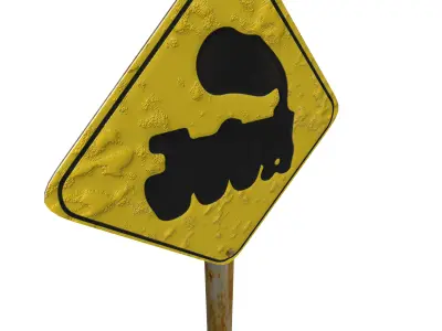 Rail Crossing Without Barriers Ahead Traffic Sign 3D model
