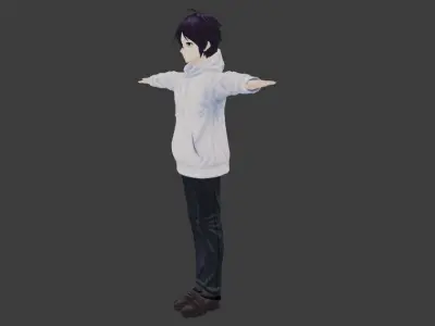 SciFi 3d anime kawaii boy character c22 Low-poly 3D model