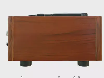 Vintage Record Player with Wooden Exterior and Rotary Dial Texture