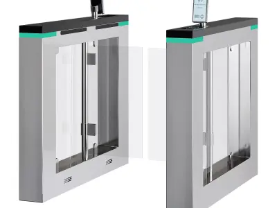 Biometric swing turnstile with facial recognition 3D model