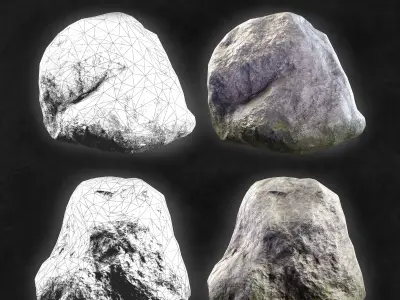 10 Low Poly Stone  3D model