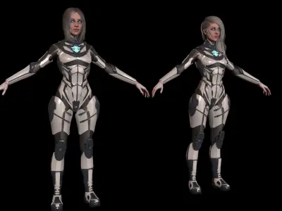 Cosmogirl2 female robot Low-poly 3D model