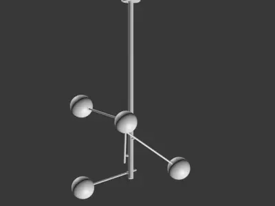 Aksel 4 Light Pendant in Black and Gold 3D model