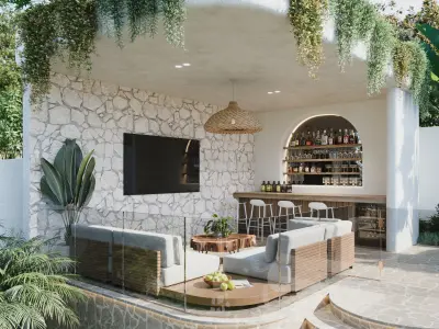 Interior villa rendering Low-poly 3D model