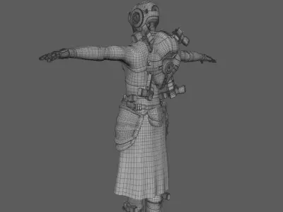 Police Captain sci-fi cyberpunk 3D character model 3D model