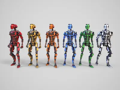 Gamerady robot with 6 color options Low-poly 3D model
