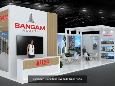 Two Side Open Exhibition Booth Collection  Vray 3D Model Pack