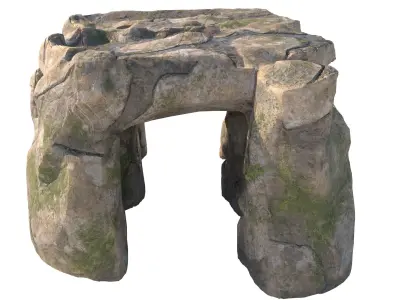 coral red stone cave entrance Low-poly 3D model