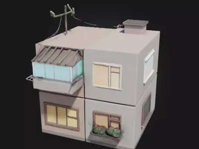 Cubist Dwellings  Abstract Living in Geometric Harmony 3D model