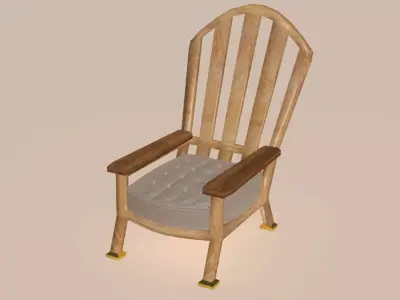 Modern wooden and cotton launch chair 3D model
