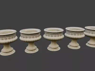 large flower pot 5 lods Low-poly 3D model