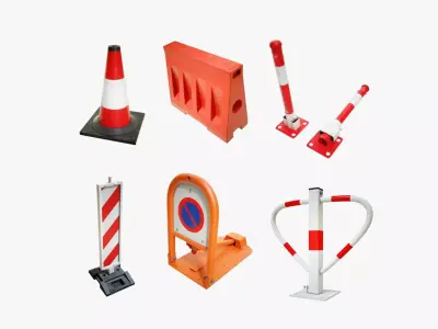 Traffic Safety Devices Pack Low-poly 3D model
