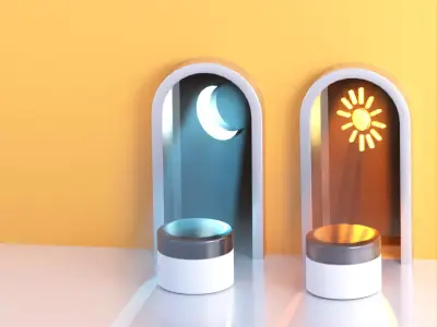 Moon And Sun Side Includes Lighting Setup 3D model