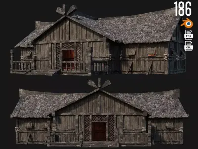 Old Viking House 4K Textures GameReady 186 Low-poly 3D model