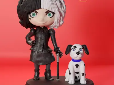 Chibi Cruella FanArt Free 3D print model