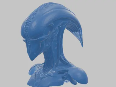 Printable Fantasy Alien Head Bust Figure Hr giger 3D print model