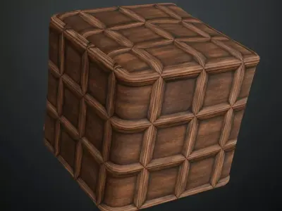 Traditional Coffered Wood Ceiling Panels PBR Texture