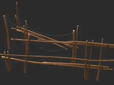 Old Wooden Fences 01 Low-poly 3D model