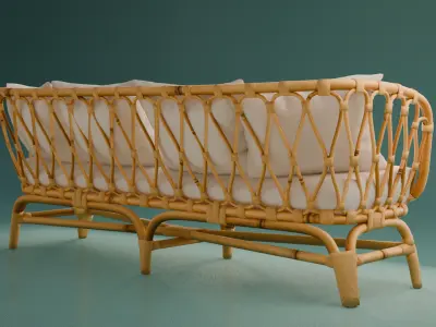Woven Rattan Sofa 3D model