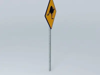 Aussie Road Sign Kangaroo Free 3D model