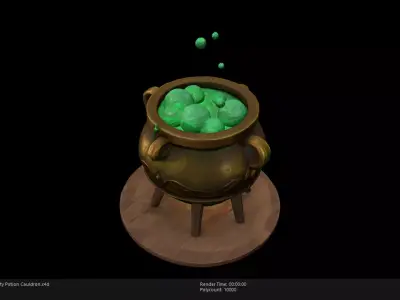 Low Poly Stylized Healty Potion Cauldron Low-poly 3D model