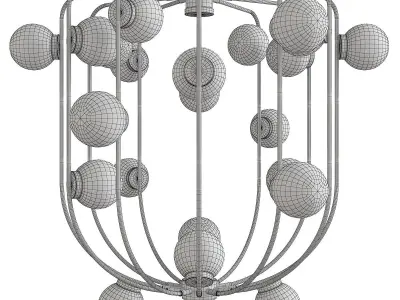 Cage Murano Opaline Ball Chandelier Low-poly 3D model