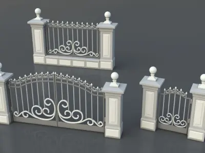 Gates-Fences-Doors Collection - 45 pieces 3D model