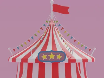 Cartoon Circus Tent 2 3D model