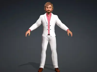 Man Cartoon Character Rigged Low-poly 3D model