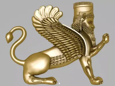 Flat Assyrian door guard new metha 3D print model