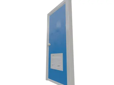 Blue Plastic Bathroom Door Series One Low-poly 3D model