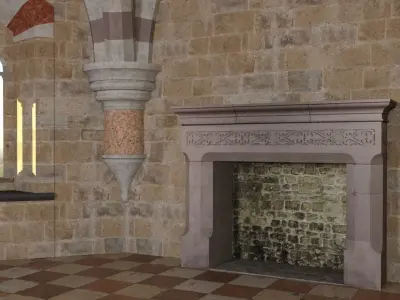 Romanesque Castle Tower Room 3D model