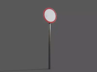 Circle Traffic Sign Low-poly 3D model