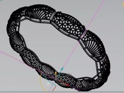 1523 Fan-Lattice Gold Bangle 13gm 3D print model