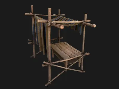 Market Stalls Blue Tent  Low-poly 3D model