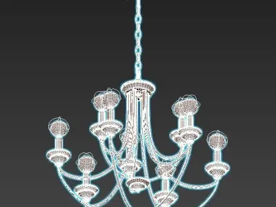 lazzaro chandelier with six lights and metal frame 3D model