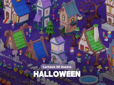 Cozy Cartoon Halloween 3D Asset Pack Low-poly 3D model