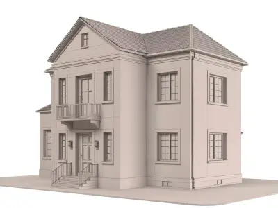 Classic Red Brick House 3D Model 3D model
